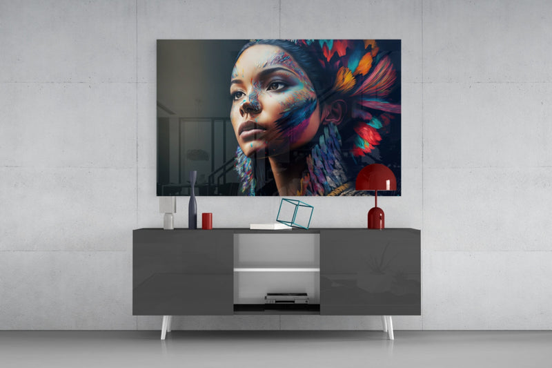 Girl with a Tattoo Glass Wall Art  || Designer Collection