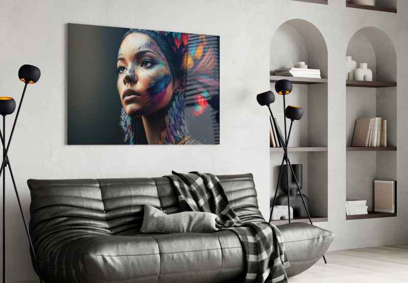 Girl with a Tattoo Glass Wall Art  || Designer Collection