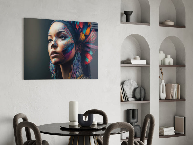 Girl with a Tattoo Glass Wall Art  || Designer Collection