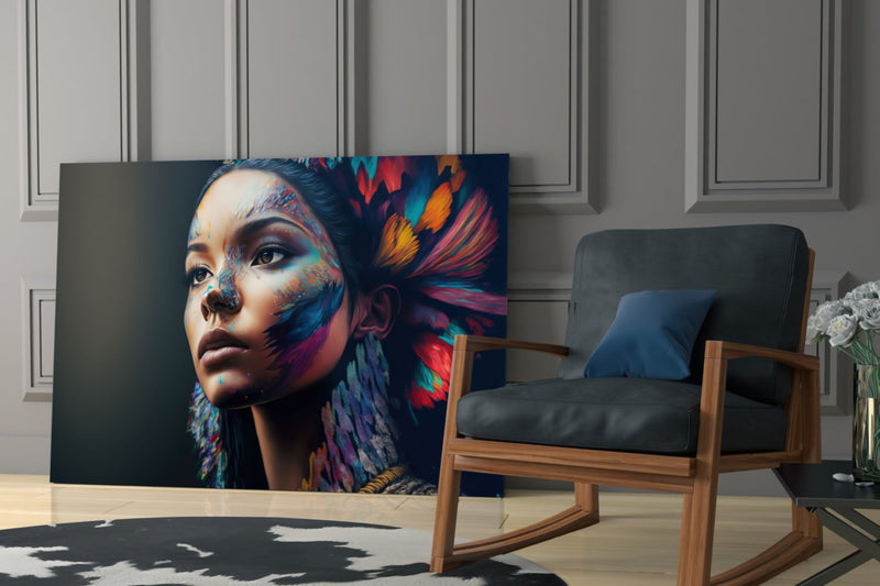 Girl with a Tattoo Glass Wall Art  || Designer Collection