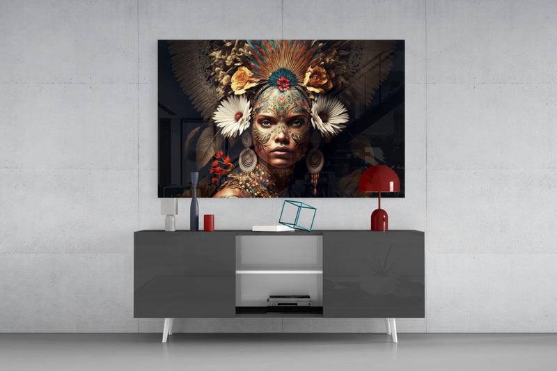 Queen of Flowers Glass Wall Art  || Designer Collection