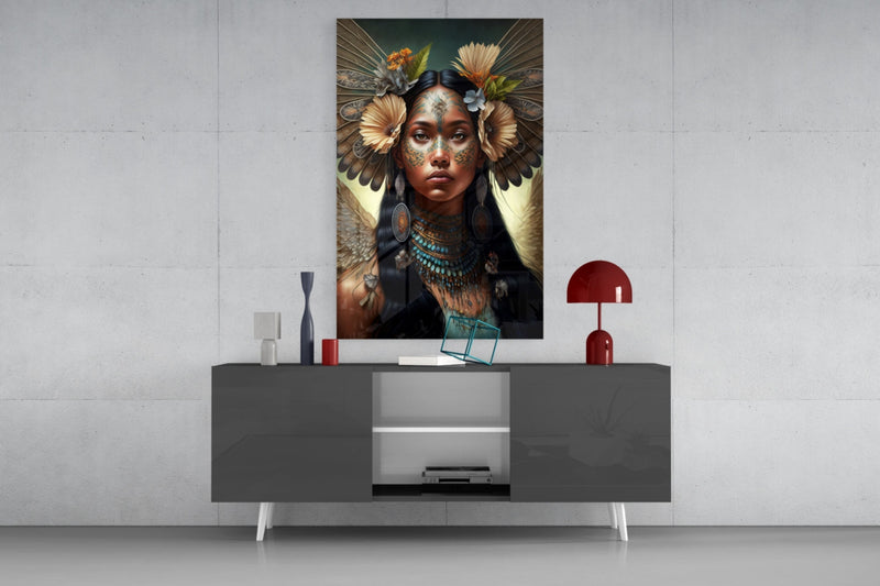 Princess of Flowers Glass Wall Art  || Designer Collection