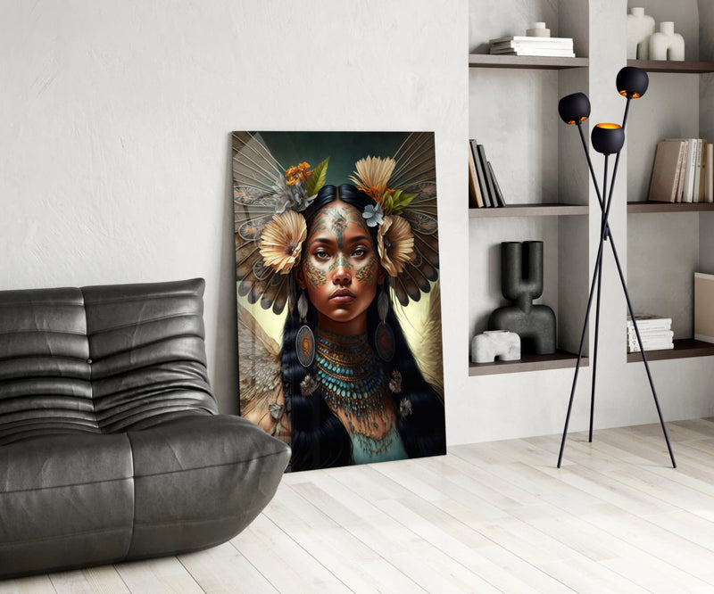 Princess of Flowers Glass Wall Art  || Designer Collection