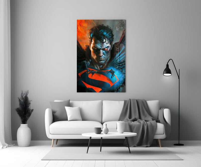 Bloody Superman Glass Wall Art  || Designer Collection