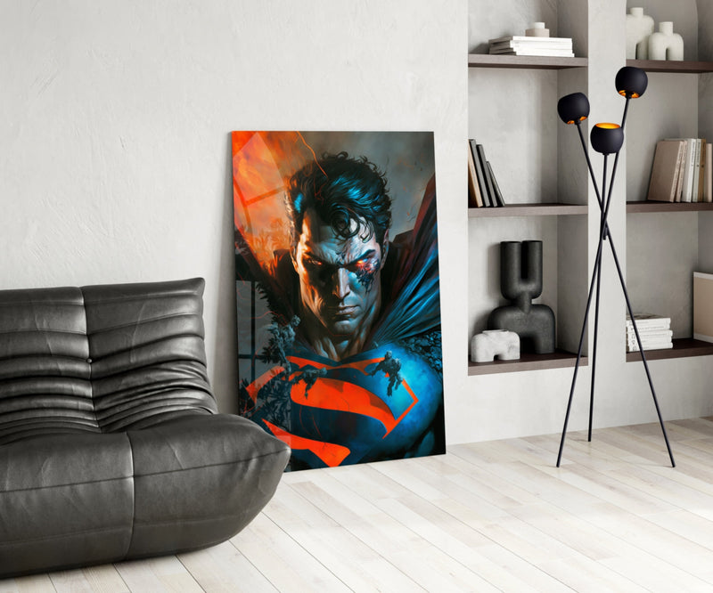 Bloody Superman Glass Wall Art  || Designer Collection