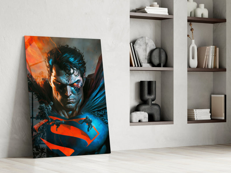 Bloody Superman Glass Wall Art  || Designer Collection