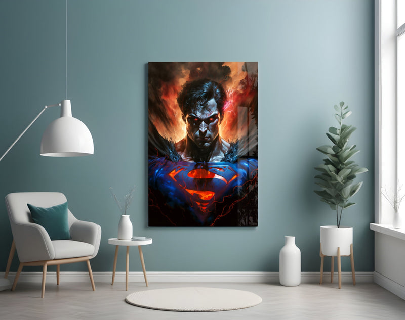 Bloody Superman Glass Wall Art  || Designer Collection