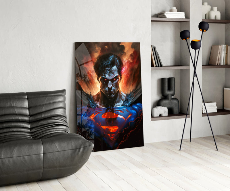 Bloody Superman Glass Wall Art  || Designer Collection