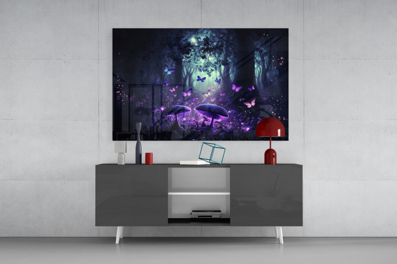 Mushrooms' Love Glass Wall Art  || Designer Collection