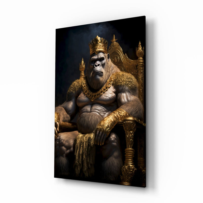 Ape King in Throne Glass Wall Art  || Designer Collection