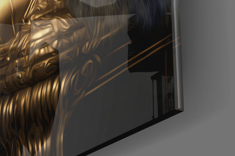 Ape King in Throne Glass Wall Art  || Designer Collection