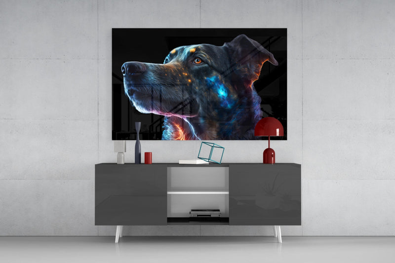 Space Dog Glass Wall Art  || Designer Collection