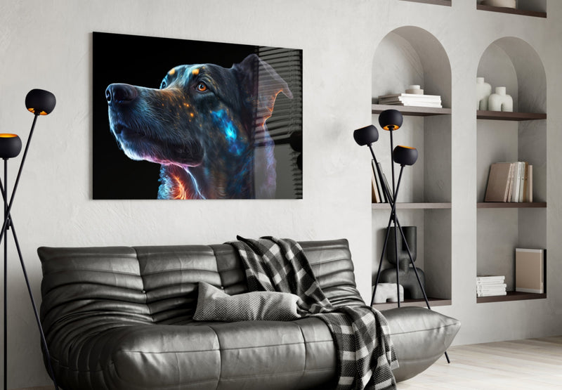 Space Dog Glass Wall Art  || Designer Collection