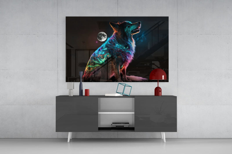 Space Dog Glass Wall Art  || Designer Collection