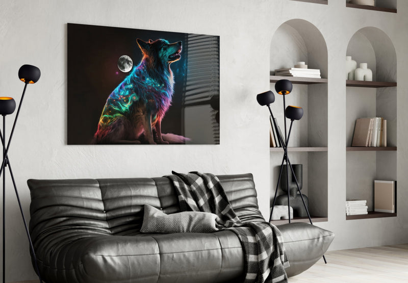 Space Dog Glass Wall Art  || Designer Collection
