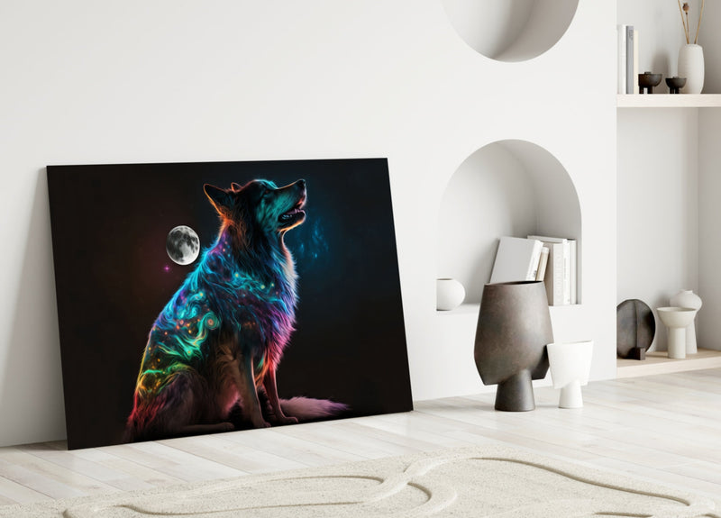 Space Dog Glass Wall Art  || Designer Collection