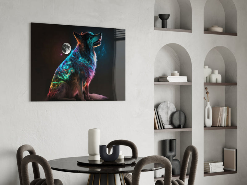 Space Dog Glass Wall Art  || Designer Collection