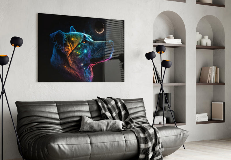 Space Dog Glass Wall Art  || Designer Collection