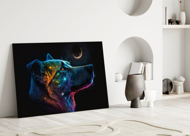 Space Dog Glass Wall Art  || Designer Collection