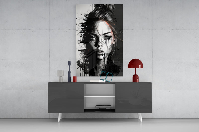 Scribbled Beauty Glass Wall Art  || Designer Collection