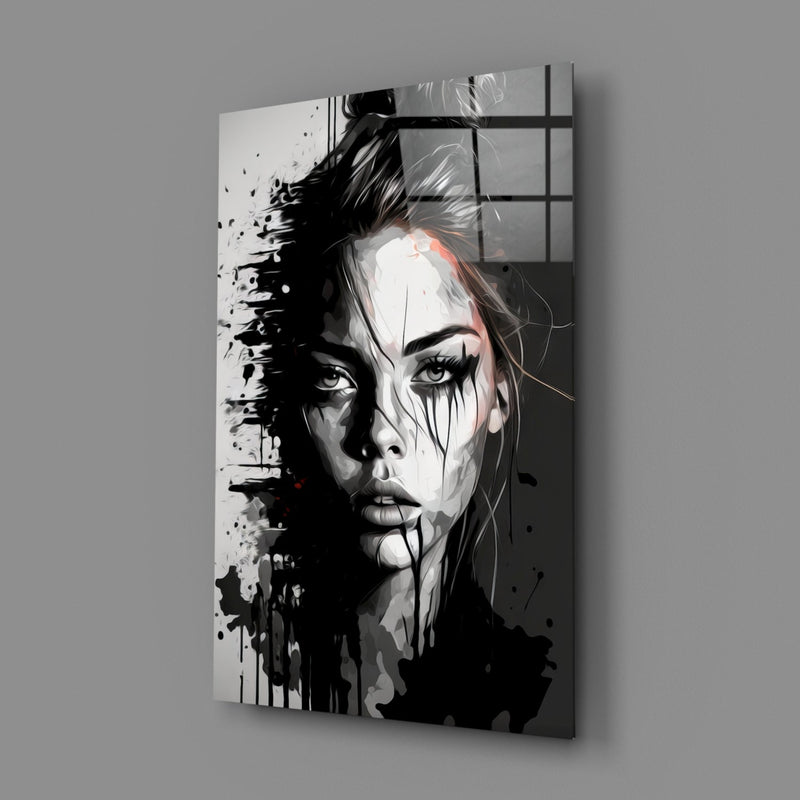 Scribbled Beauty Glass Wall Art  || Designer Collection