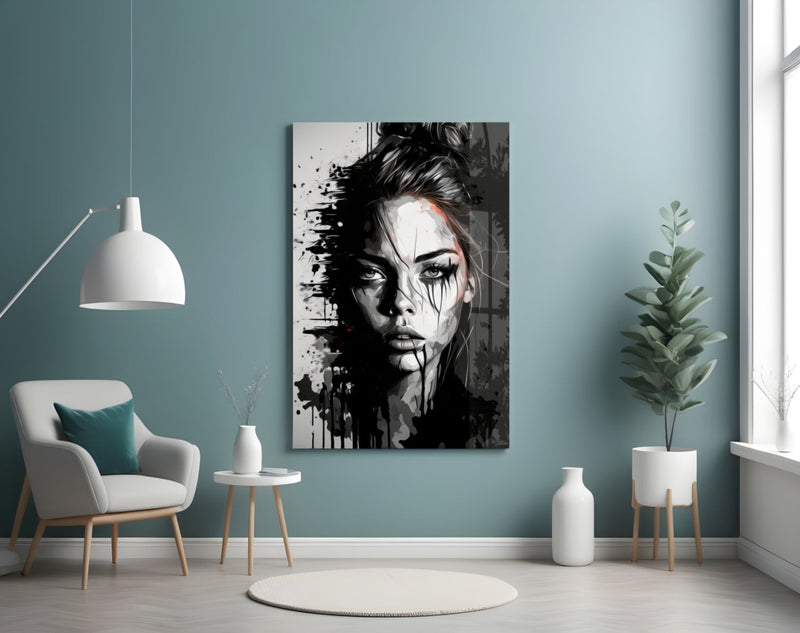 Scribbled Beauty Glass Wall Art  || Designer Collection