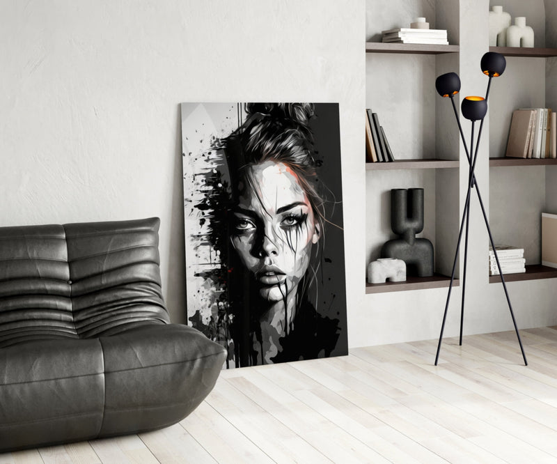 Scribbled Beauty Glass Wall Art  || Designer Collection