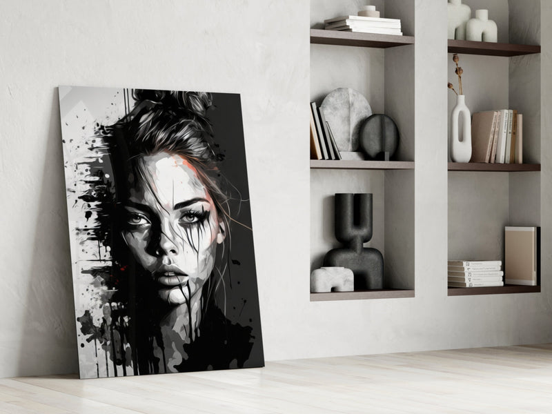 Scribbled Beauty Glass Wall Art  || Designer Collection