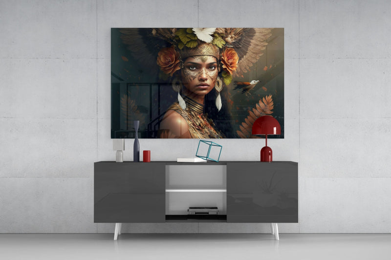 Princess of Flowers Glass Wall Art  || Designer Collection