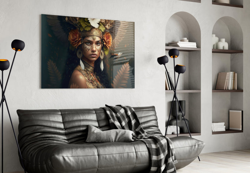 Princess of Flowers Glass Wall Art  || Designer Collection