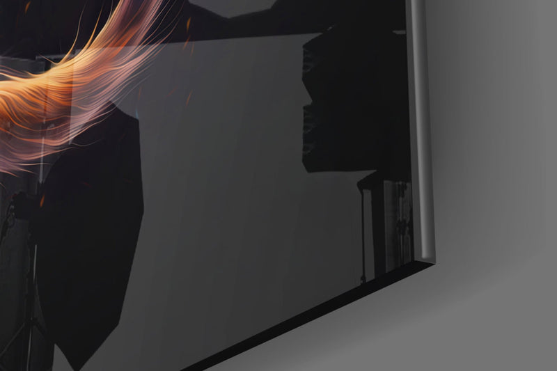 Moon Cat Glass Wall Art  || Designer Collection