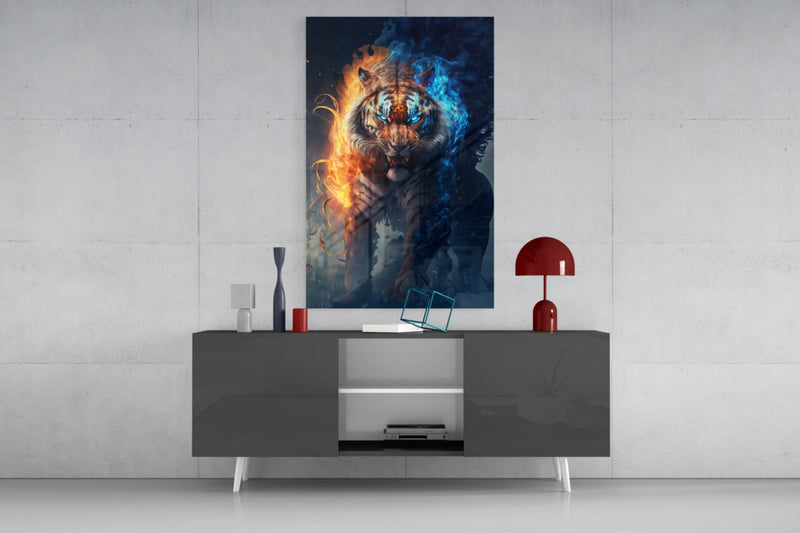 Flaming Nobility Glass Wall Art  || Designer Collection