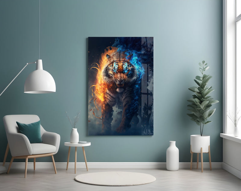 Flaming Nobility Glass Wall Art  || Designer Collection