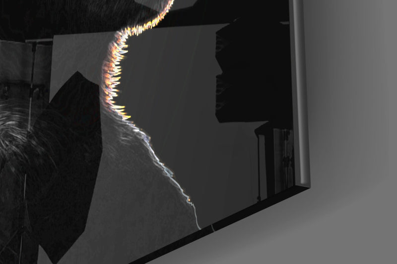 3 Wise Monkeys - Neon Lines Glass Wall Art  || Designer Collection