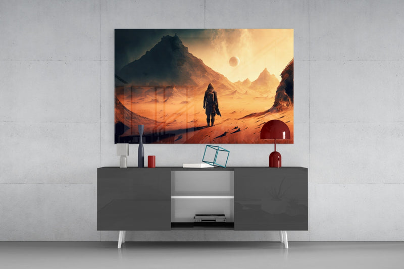 Walk on Another Planet Glass Wall Art  || Designers Collection