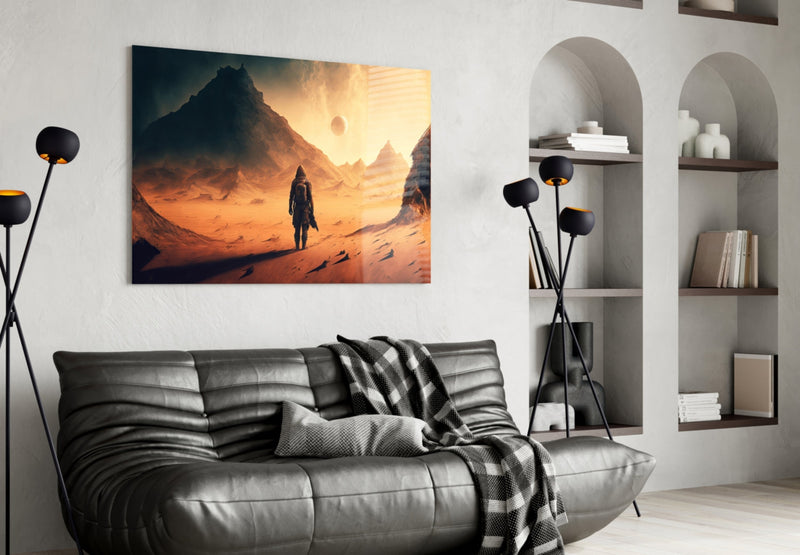 Walk on Another Planet Glass Wall Art  || Designers Collection
