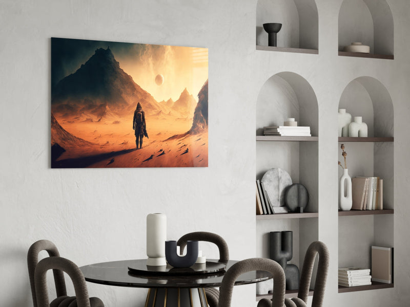 Walk on Another Planet Glass Wall Art  || Designers Collection