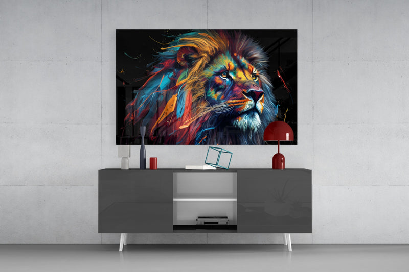 Nobility of the Lion Glass Wall Art  || Designer Collection