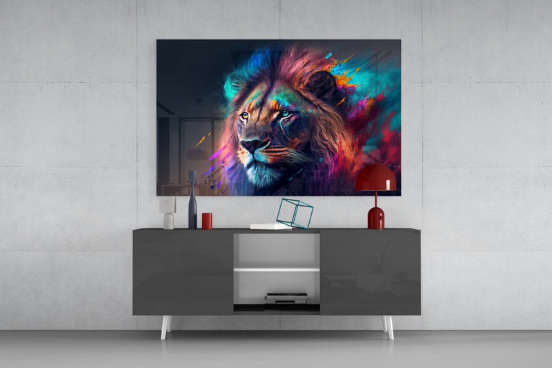 Nobility of the Lion Glass Wall Art  || Designer Collection