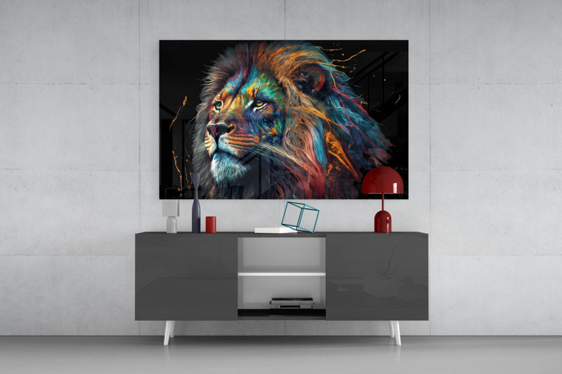 Nobility of the Lion Glass Wall Art  || Designer Collection