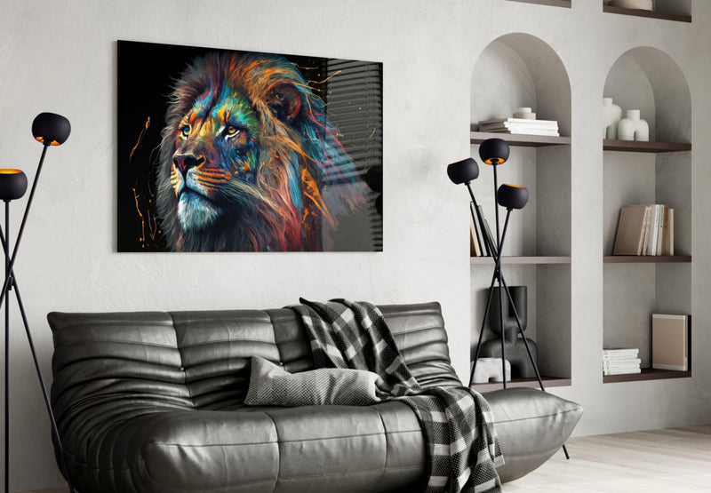 Nobility of the Lion Glass Wall Art  || Designer Collection