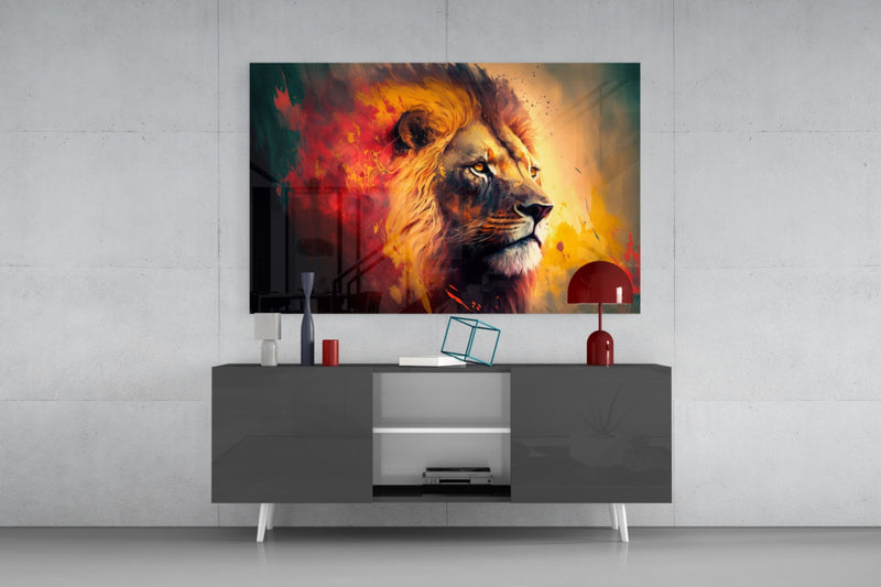 Nobility of the Lion Glass Wall Art  || Designer Collection
