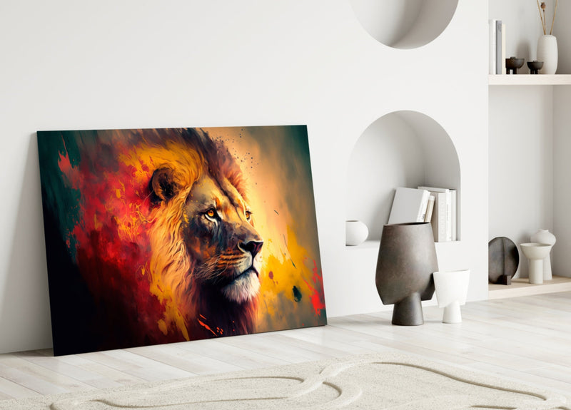 Nobility of the Lion Glass Wall Art  || Designer Collection