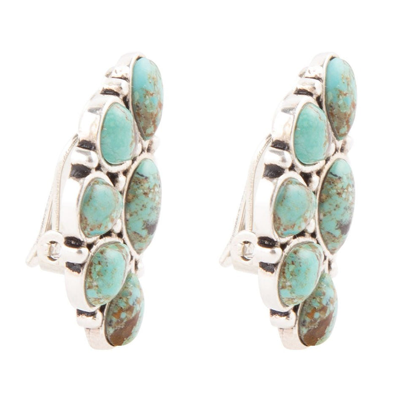 Durango Blue Turquoise Sterling Silver Clip Earrings