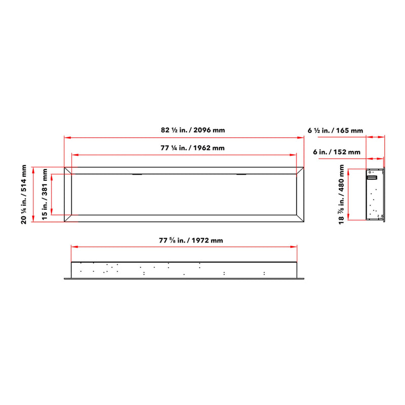Dynasty Cascade 82-Inch Recessed Linear Electric Fireplace [DY-BTX82] (SAK30567)