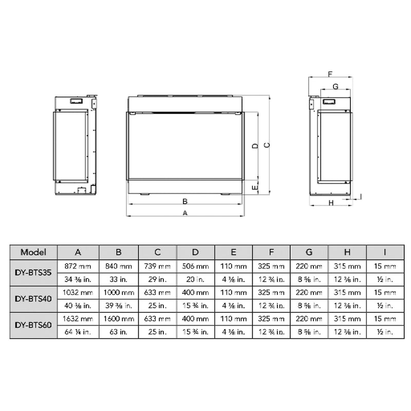 Dynasty Melody 64-Inch Built-In 3 Sided Smart Electric Fireplace [DY-BTS60] (SAK79345)