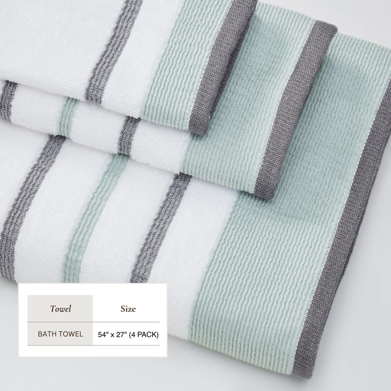 Decorative Cotton Stripe Bath Towel Set - Noelle Collection