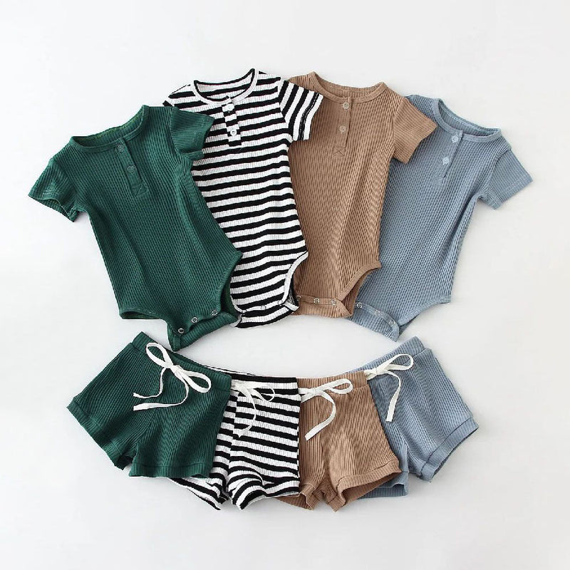 Two-piece Boys' Summer Round Neck Romper Suit
