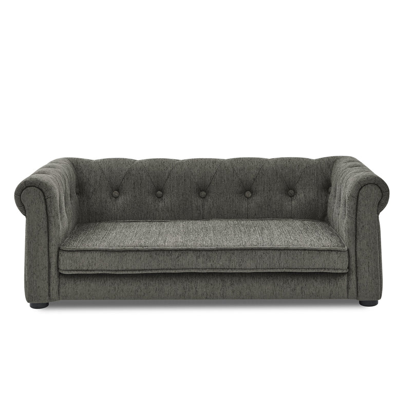 Modern Style Elegant Rectangle Pet Bed for Small and Medium Dogs, Durable Elevated Dog Sofa, Dark Grey Foam