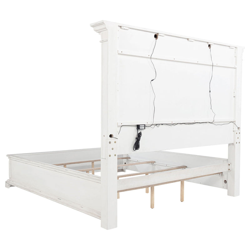 McKinney Queen LED Light Panel Bed Vintage White